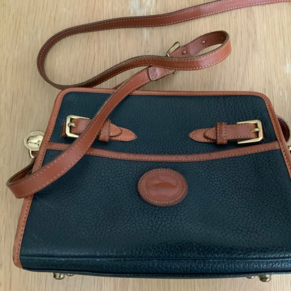 Rare Vintage Dooney and Bourke AWL Crossbody Shoulder Purse Blue With Brown Trim - Picture 7 of 10